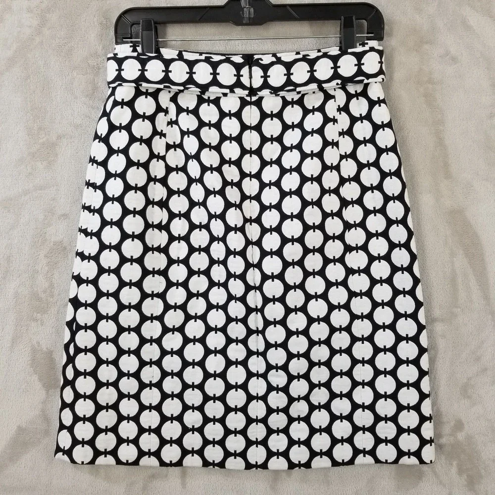 Tory Burch Pencil Skirt Women 4‎ Mod Polka Dot Belted Logo Button Lined Office